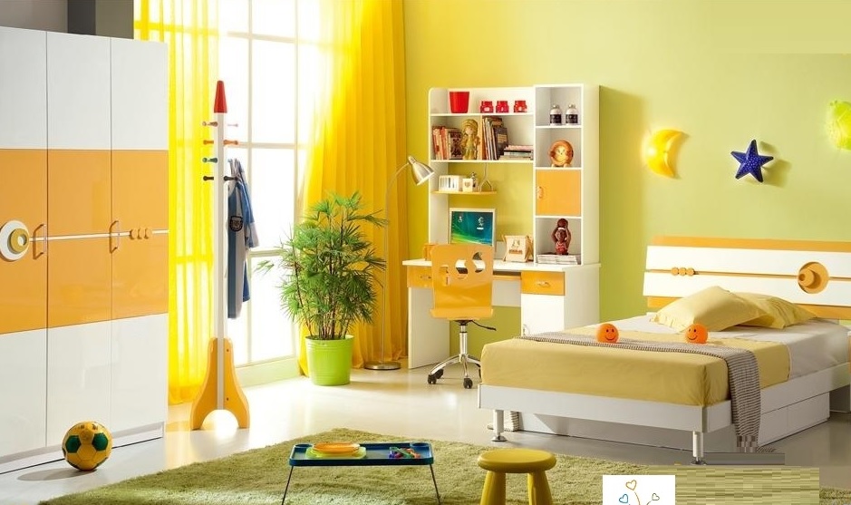Phòng ngủ vàng - xanh kết hợp cho cô nàng cá tính
