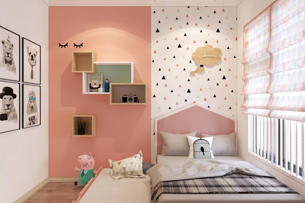 Phòng ngủ hồng phấn mang phong cách Địa Trung Hải